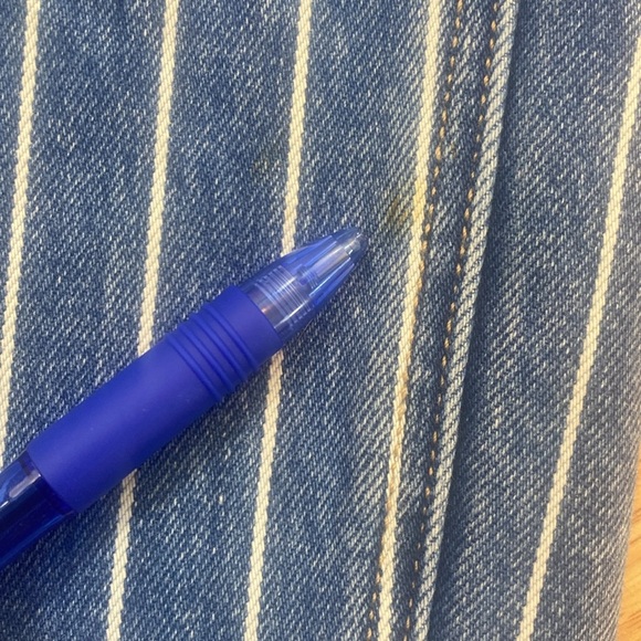 Striped High Rise Mom Jean Cropped 100% Cotton - Picture 8 of 15